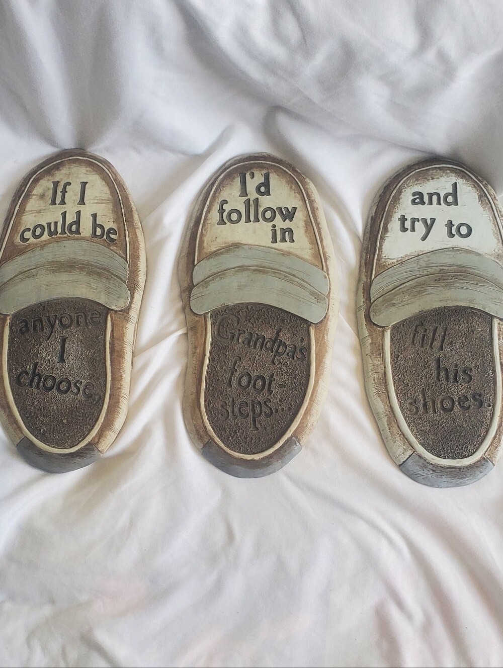 Grandpa's Footsteps Vtg Garden Stones Decorative Shoe Wall Hangings – Set of 3